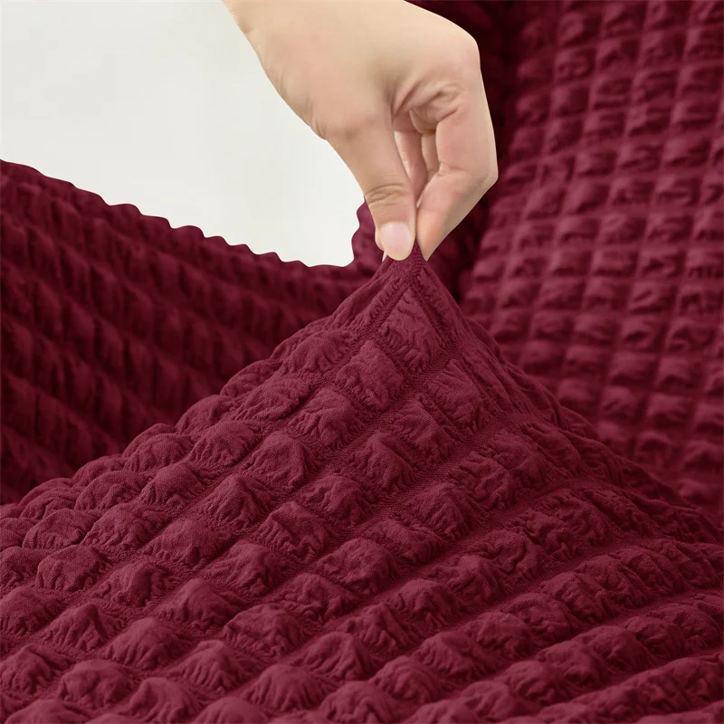 Housse pour fauteuil IKEA Strandmon avec jupe plissée texture gaufrée