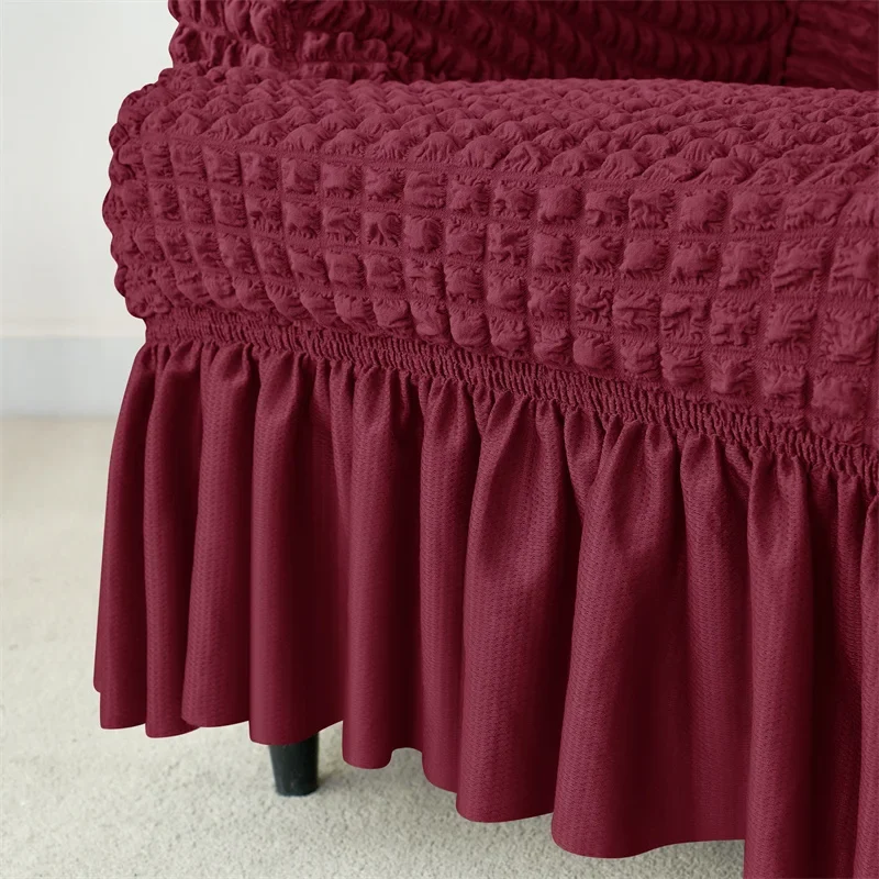 Housse pour fauteuil IKEA Strandmon avec jupe plissée texture gaufrée