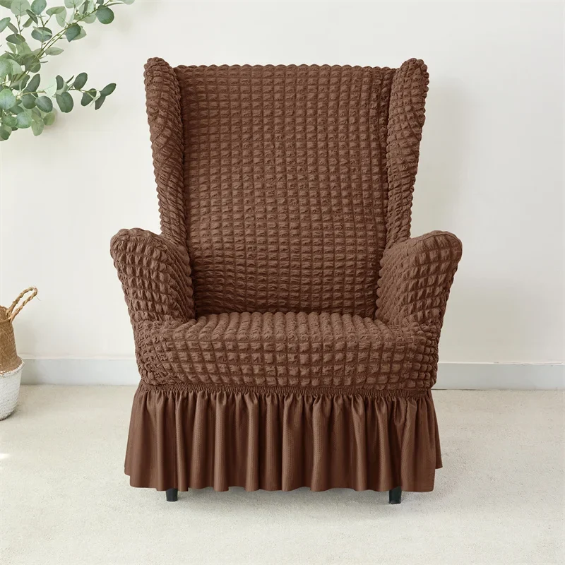 Housse pour fauteuil IKEA Strandmon avec jupe plissée texture gaufrée
