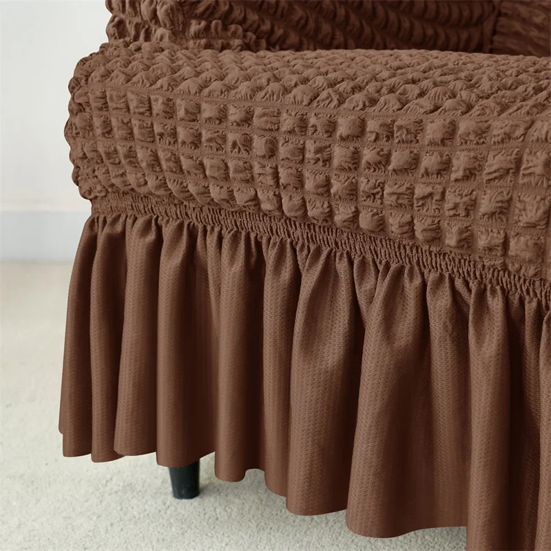Housse pour fauteuil IKEA Strandmon avec jupe plissée texture gaufrée