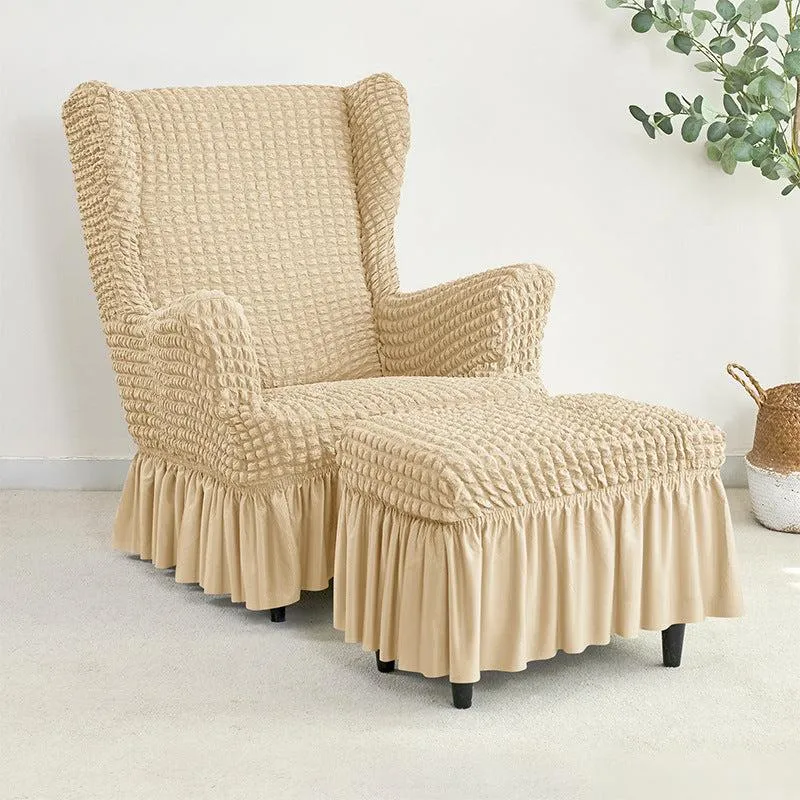 Housse pour fauteuil IKEA Strandmon avec jupe plissée texture gaufrée