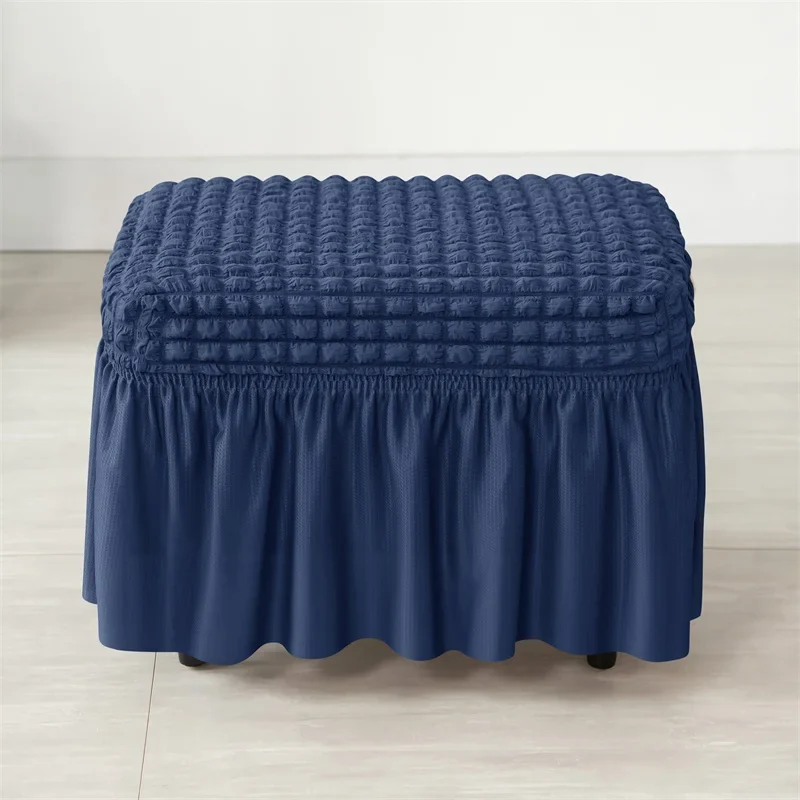 Housse pour fauteuil IKEA Strandmon avec jupe plissée texture gaufrée