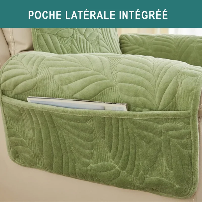 Housse pour fauteuil relax en velours matelassé antidérapante texture hibiscus