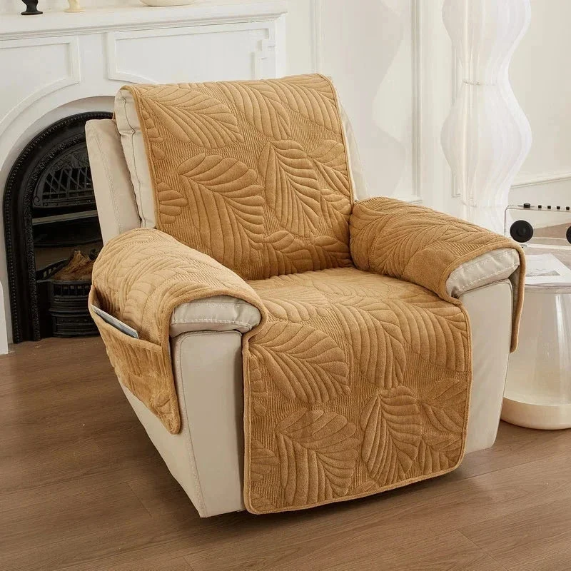 Housse pour fauteuil relax en velours matelassé antidérapante texture hibiscus