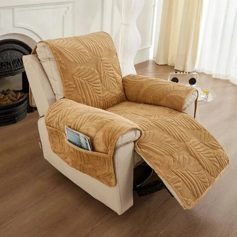 Housse pour fauteuil relax en velours matelassé antidérapante texture hibiscus