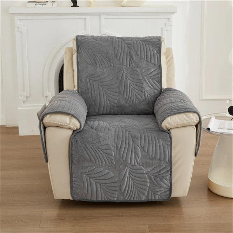 Housse pour fauteuil relax en velours matelassé antidérapante texture hibiscus