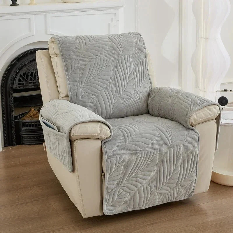 Housse pour fauteuil relax en velours matelassé antidérapante texture hibiscus