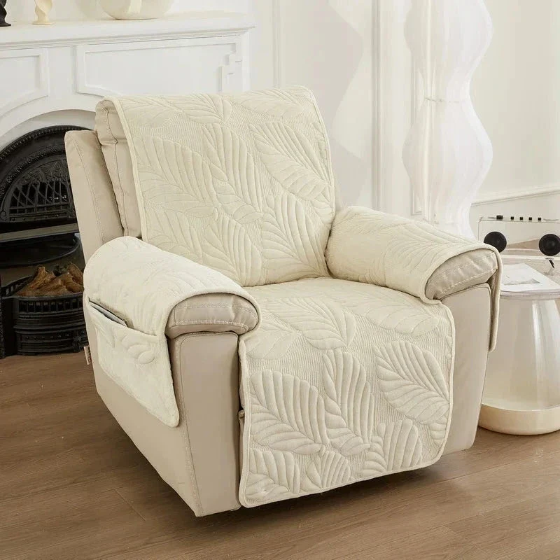 Housse pour fauteuil relax en velours matelassé antidérapante texture hibiscus