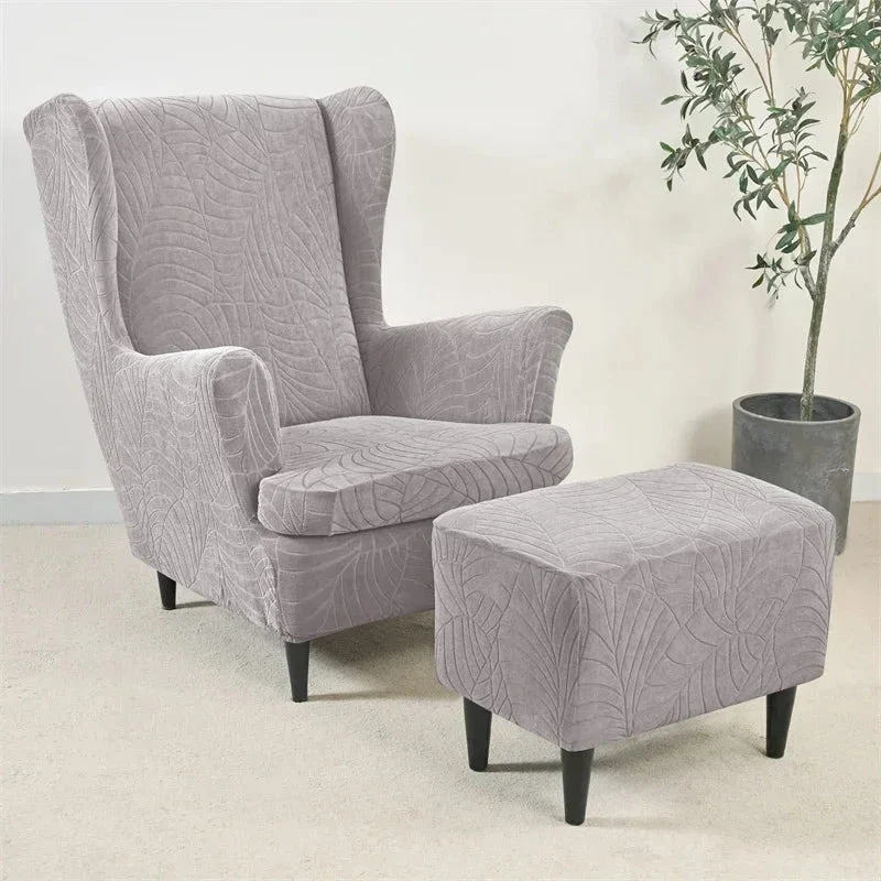 Housses pour fauteuil IKEA STRANDMON + pouf repose-pieds imperméable hibiscus - lot de 3 housses