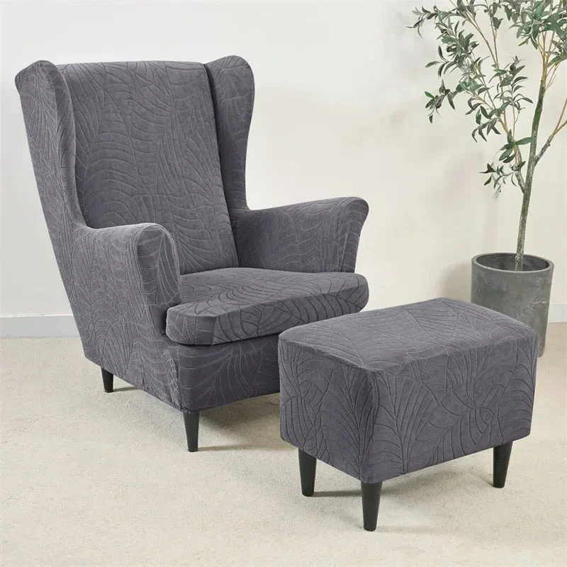 Housses pour fauteuil IKEA STRANDMON + pouf repose-pieds imperméable hibiscus - lot de 3 housses