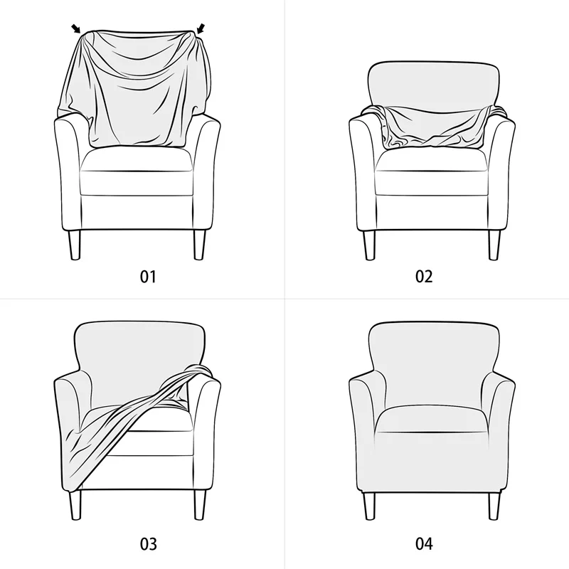 Housse pour fauteuil club extensible en lycra imperméable couleurs unies
