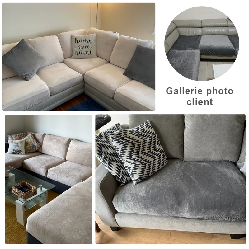 Housse de coussin de canapé extensible pur velours couleurs vives