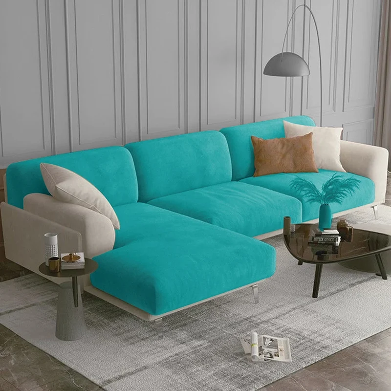 Housse de coussin de canapé extensible pur velours couleurs vives
