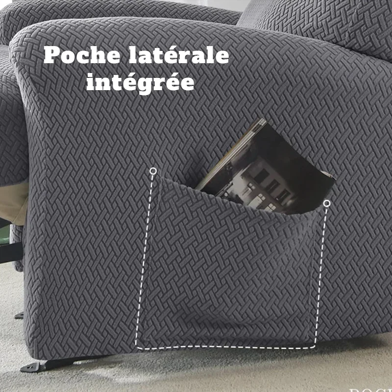 Housse pour fauteuil relax avec repose-pieds mécanique velours damassé