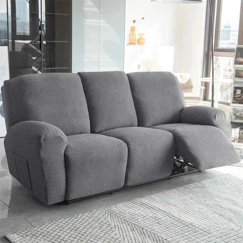 Housse pour canapé relax avec repose-pieds mécanique velours damassé