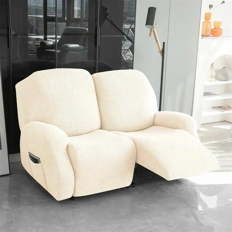 Housse pour canapé relax avec repose-pieds mécanique velours damassé