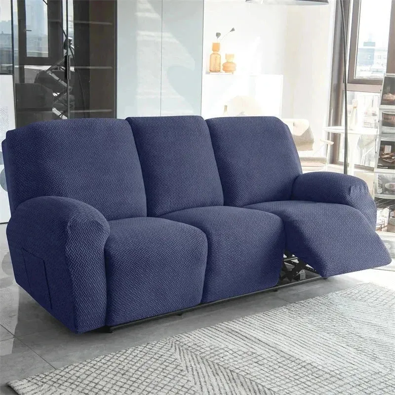 Housse pour canapé relax avec repose-pieds mécanique velours damassé