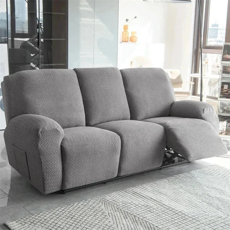 Housse pour canapé relax avec repose-pieds mécanique velours damassé