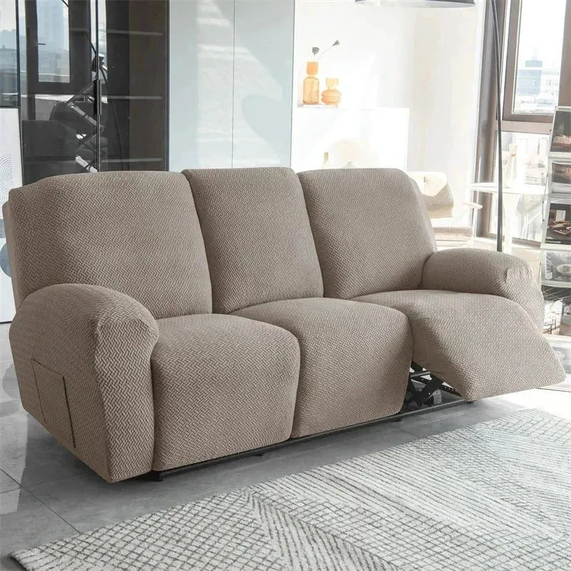 Housse pour canapé relax avec repose-pieds mécanique velours damassé