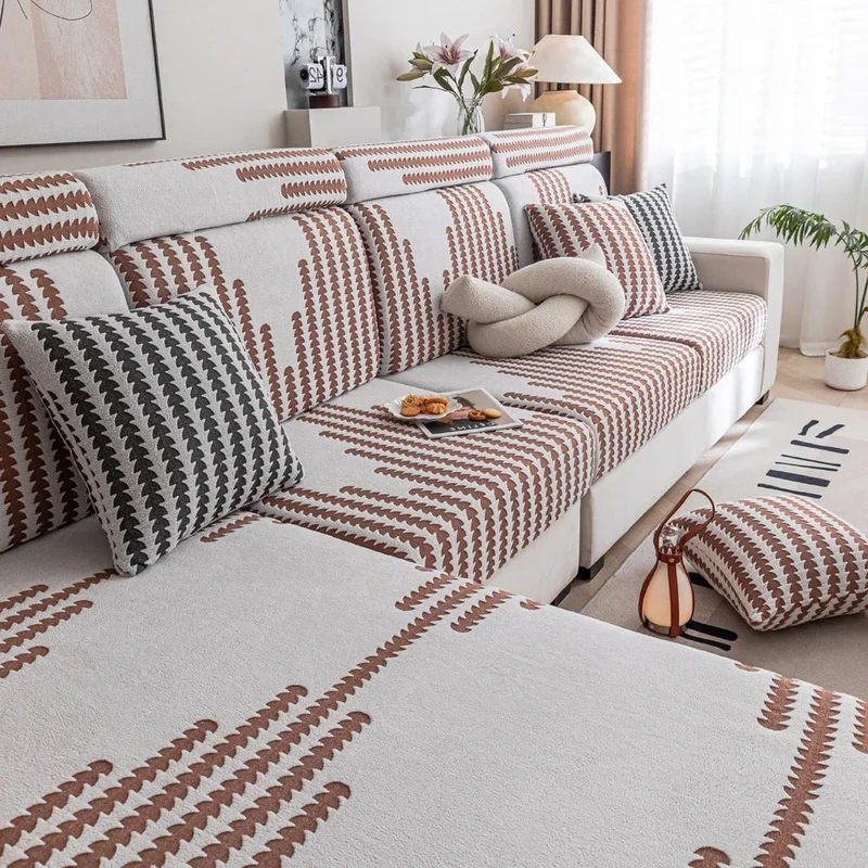 Housse de coussin de canapé renforcée texture laineuse qualité prémium