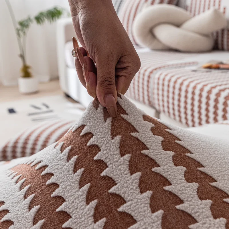 Housse de coussin de canapé renforcée texture laineuse qualité prémium
