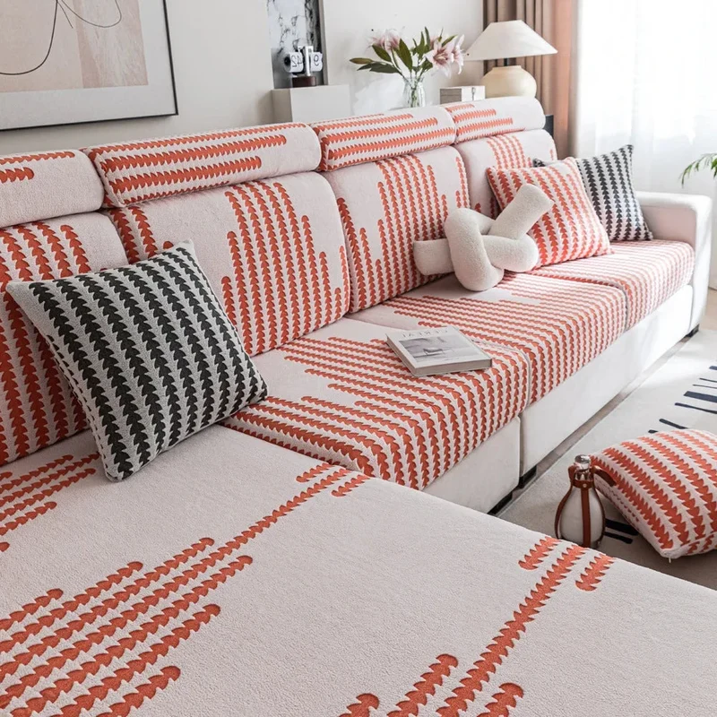 Housse de coussin de canapé renforcée texture laineuse qualité prémium