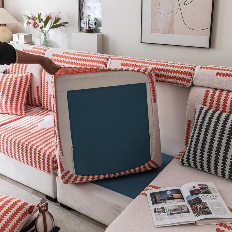 Housse de coussin de canapé renforcée texture laineuse qualité prémium