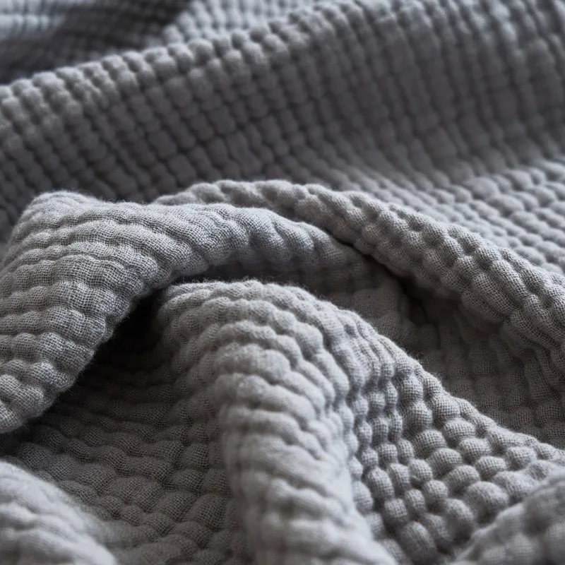 Plaid Canapé Gaze De Coton Gris Clair