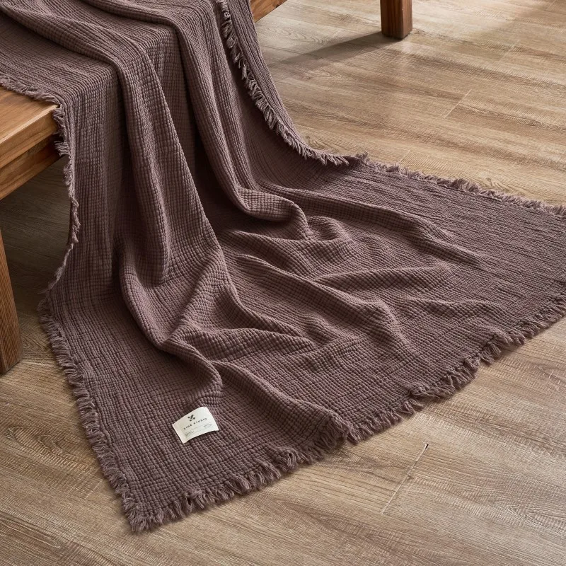 Plaid Canapé Gaze De Coton Mauve