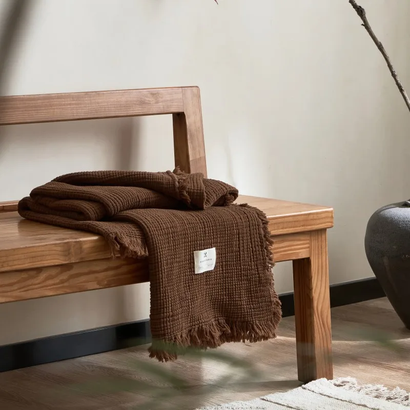 Plaid Canapé Gaze De Coton Marron