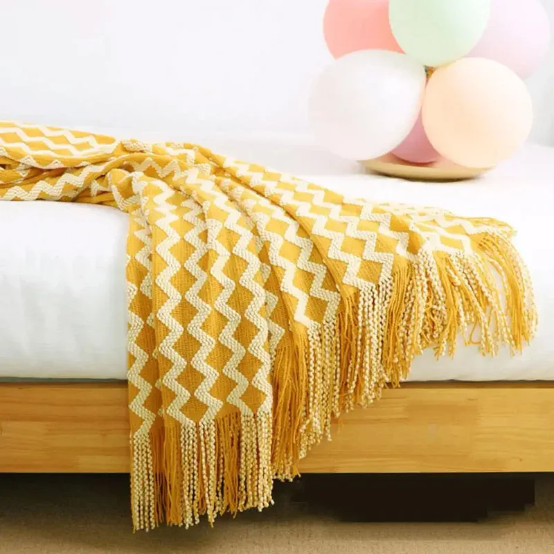 Plaid Jaune à Franges