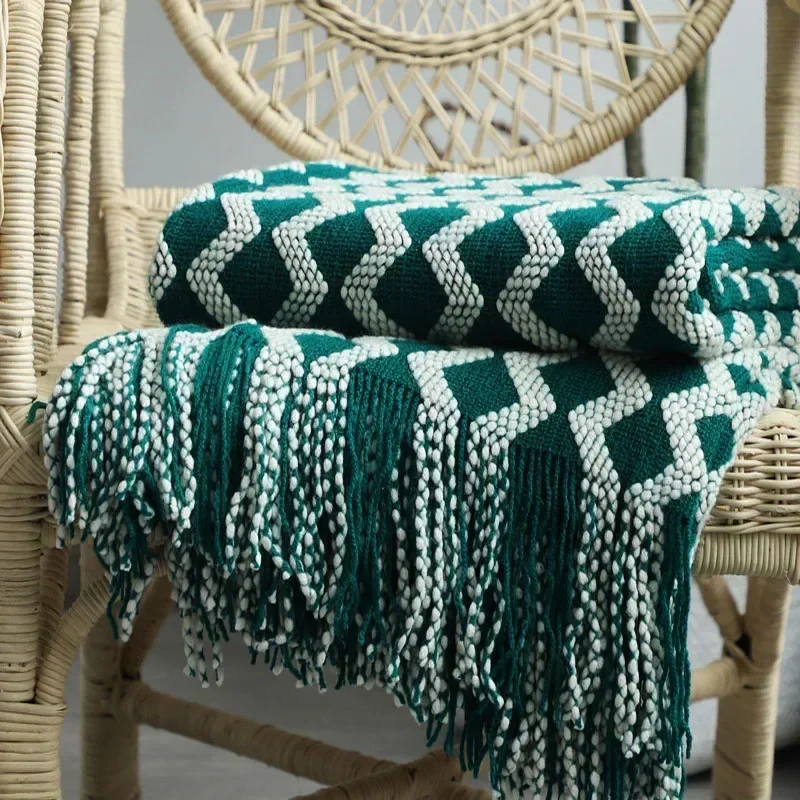 Plaid Vert à Franges