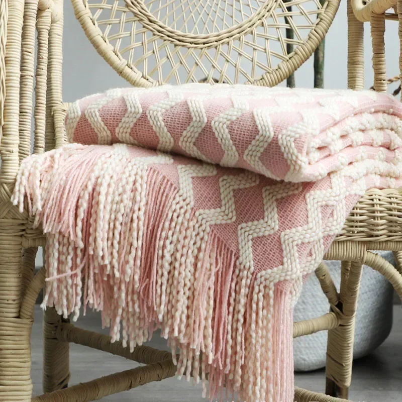 Plaid Rose à Franges