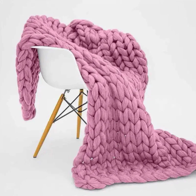 Plaid Maille Épaisse Rose