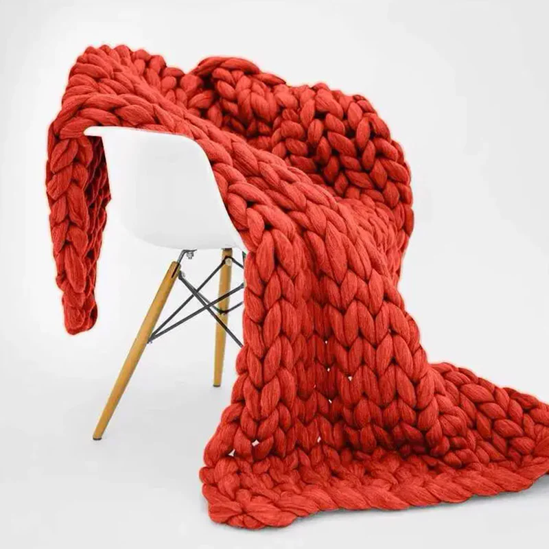 Plaid Maille Épaisse Rouge
