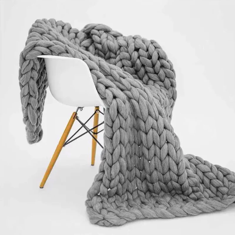 Plaid Maille Épaisse Gris