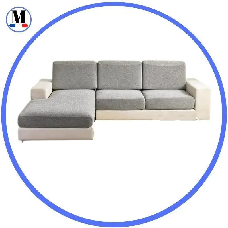 Housse de coussin D'assise & Dossier - Motif jacquard velours gris clair
