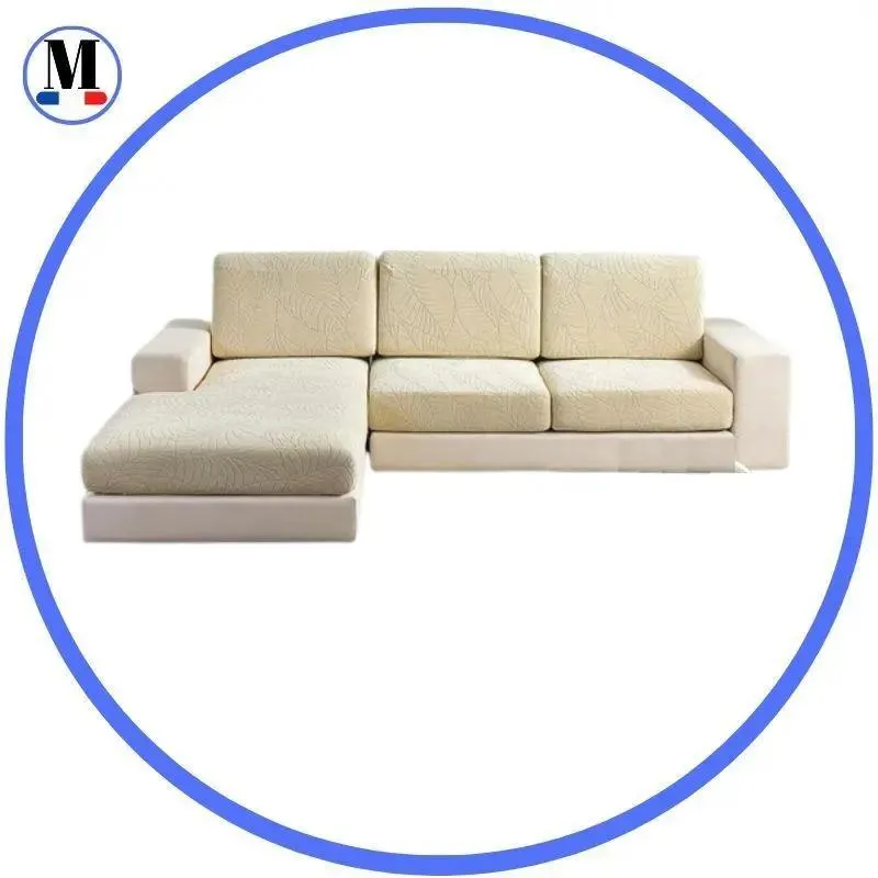 Housse Coussin D'assise & Dossier - Motif jacquard velours beige