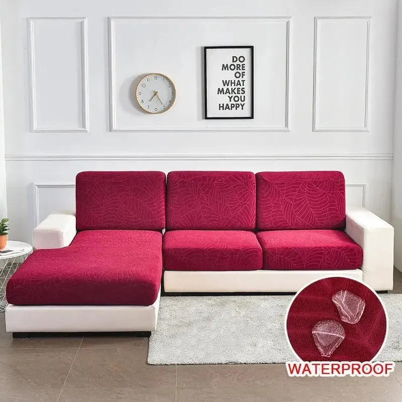Housse Coussin D'assise & Dossier - Motif jacquard velours rouge vin