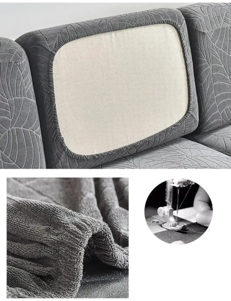 Housse Coussin D'assise & Dossier - Motif jacquard velours rouge vin