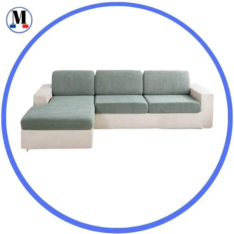 Housse Coussin D'assise & Dossier - Motif jacquard velours vert d'eau