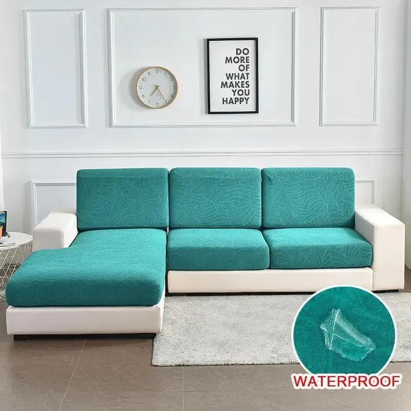 Housse Coussin D'assise & Dossier - Motif jacquard velours bleu canard
