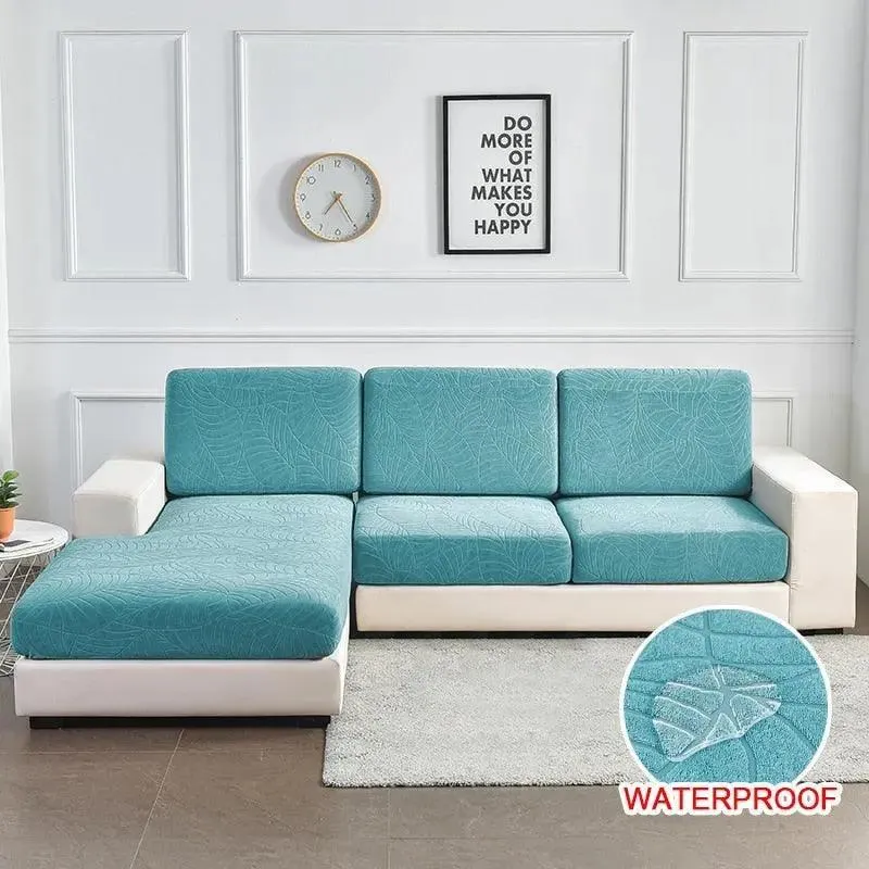 Housse de coussin D'assise & Dossier - Motif jacquard velours bleu