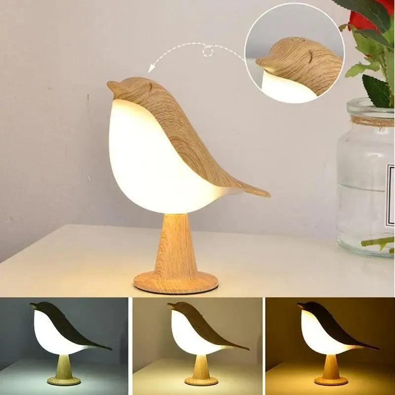 Lampe LED Oiseau En Bois