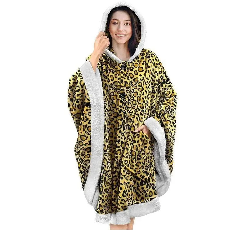 Plaid Poncho Sweat Cape Léopard