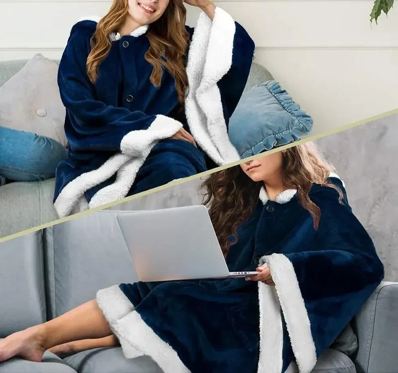 Plaid Poncho Sweat Cape Léopard