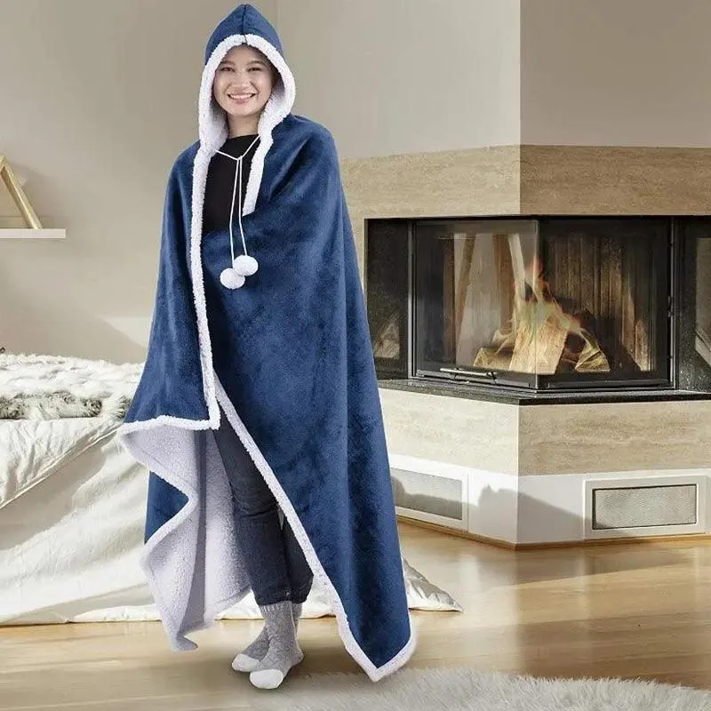 Couverture Plaid Capuche Géant Bleu