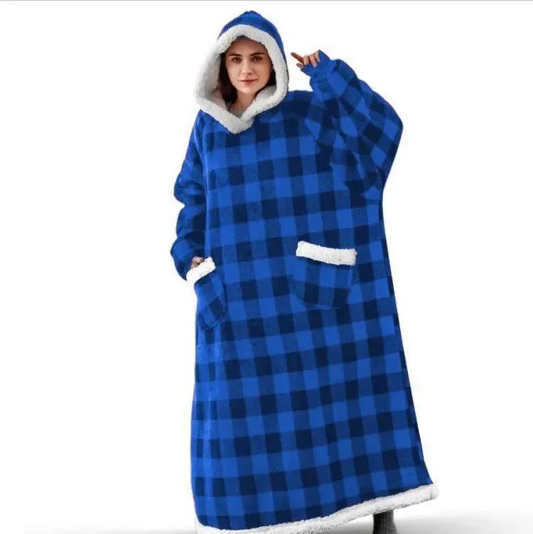 Pull Plaid Poncho Sweat Polaire XXL Géant