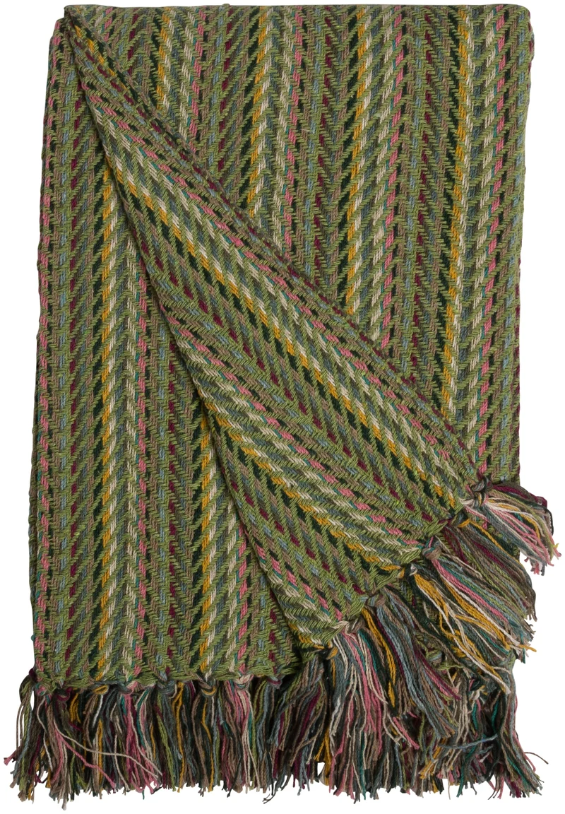 Zigzag Væv plaid i grøn – AU Maison