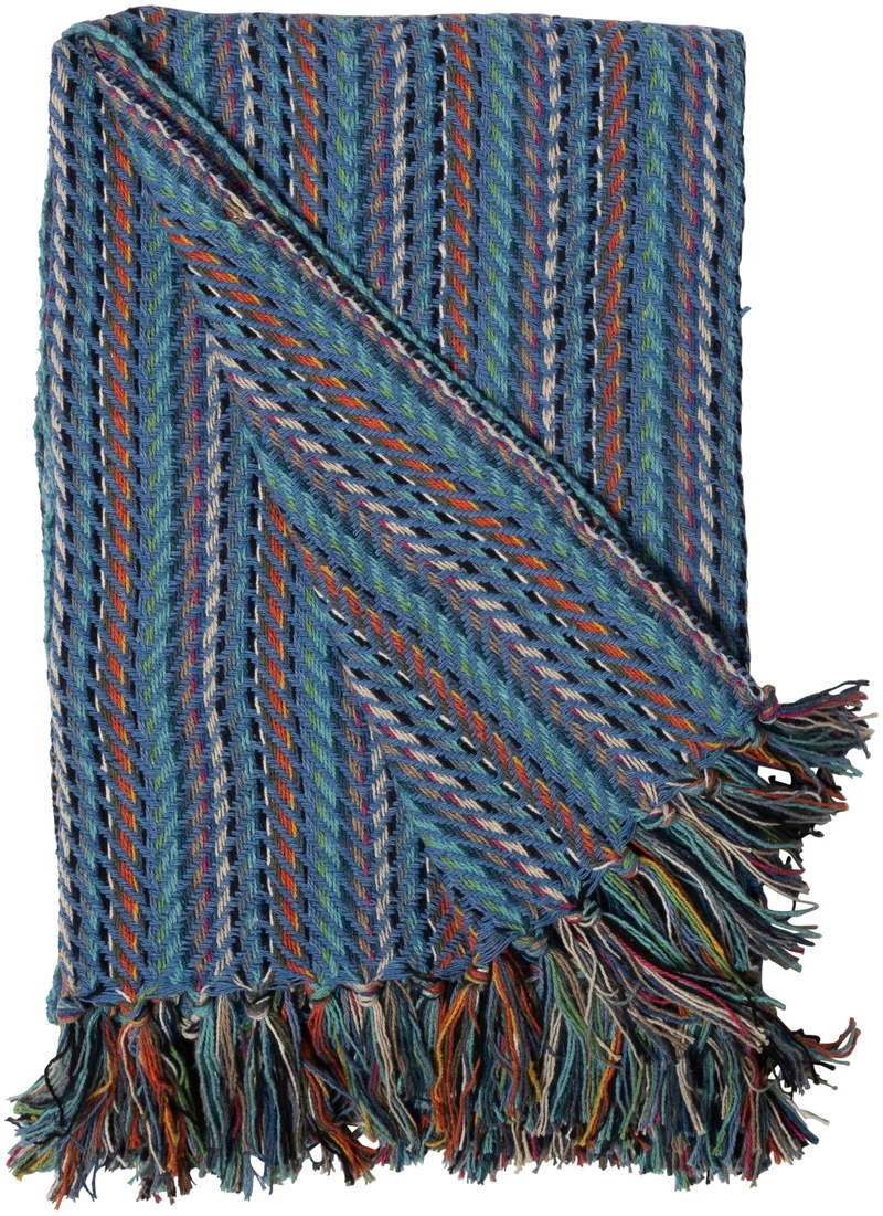 Zigzag Væv plaid i blå – AU Maison